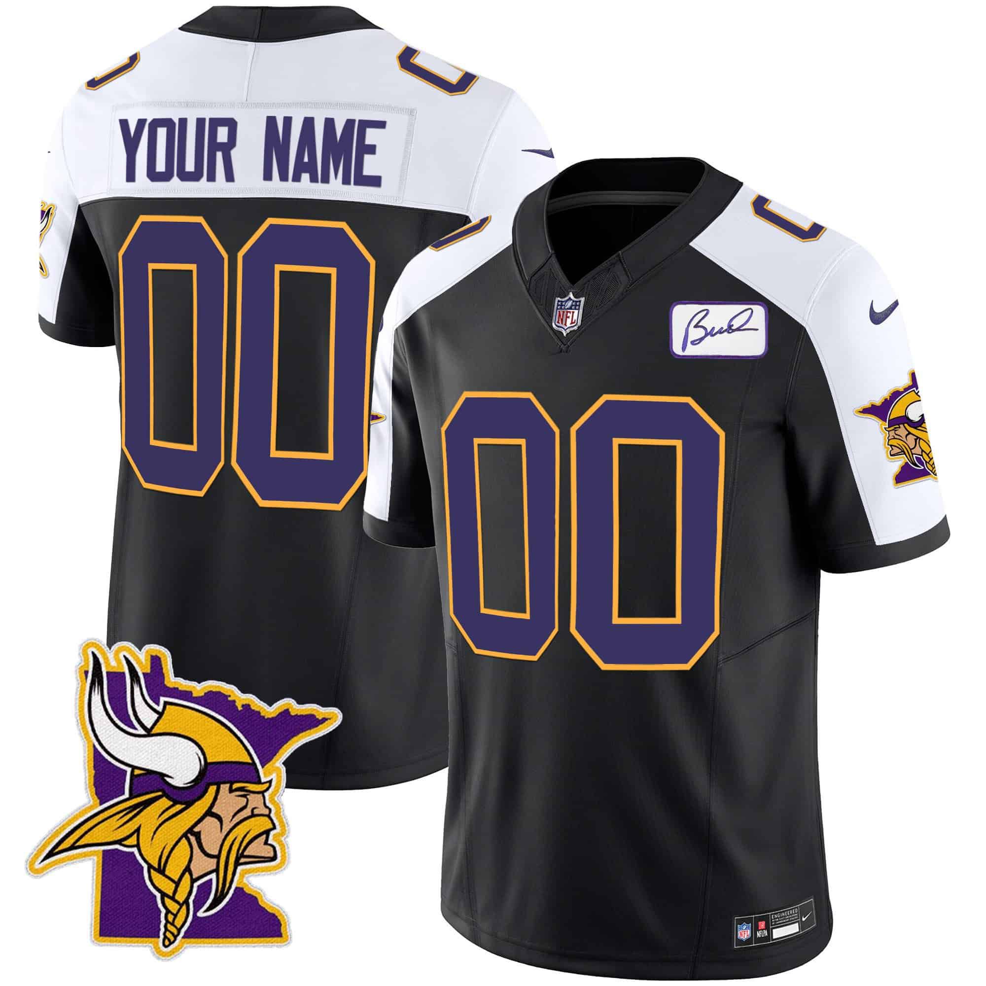 Men Minnesota Vikings Black 2024 Nike Patch Classic Limited Custom NFL Jersey->customized nfl jersey->Custom Jersey
